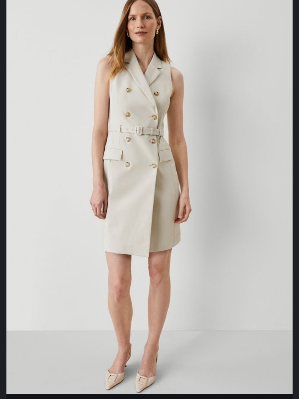 NWT Ann Taylor Sleeveless Double-Breasted Cream Trench Skirt with Belt size 4P